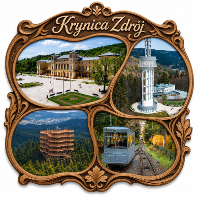 magnes Krynica-Zdrój, pamiątka Krynica, uzdrowisko, Góra Parkowa, wieża widokowa